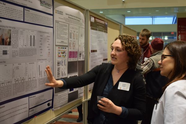Image of researcher presenting a poster