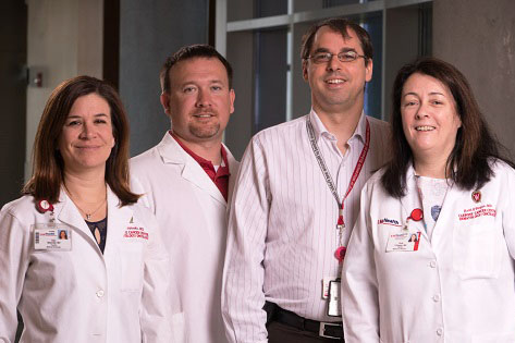 From left to right, UWCCC researchers and physicians Kari Wisinski, Dustin Deming, Mark Burkard, and Ruth O'Regan